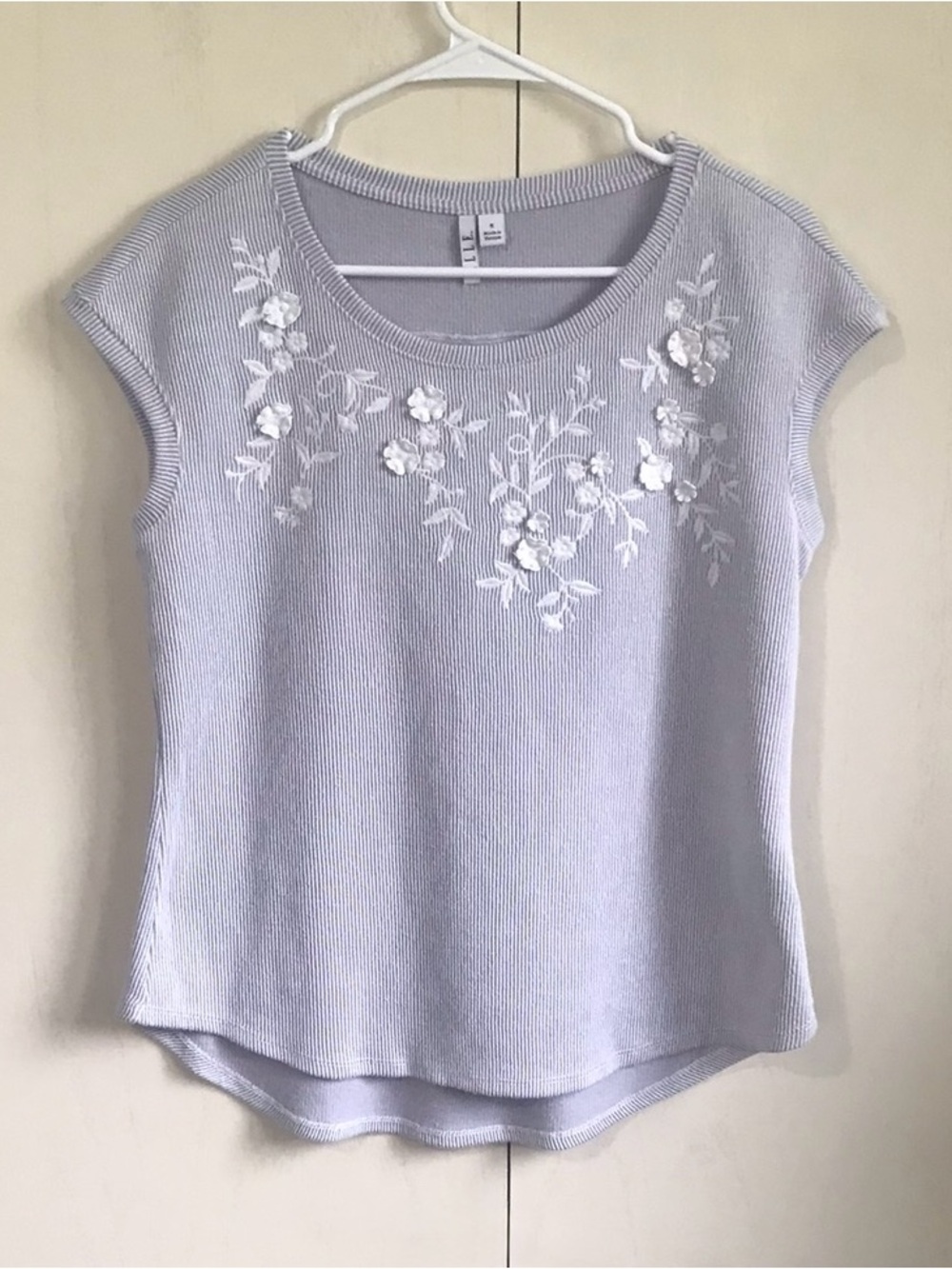 Elle Striped Floral Embroidered Top
